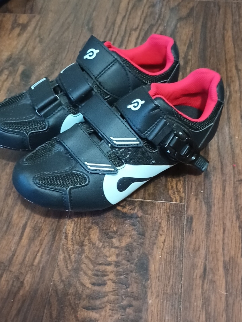 Peloton Kids Black and Pink Cycling Sneakers with White Accents